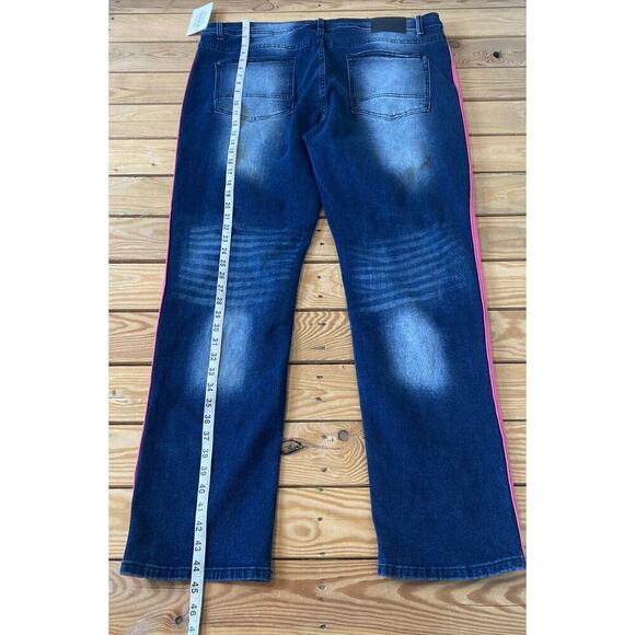 NWT $52 Parish Nation Side Stripe Distressed Jeans Size 42 Women’s Blue - Picture 6 of 9